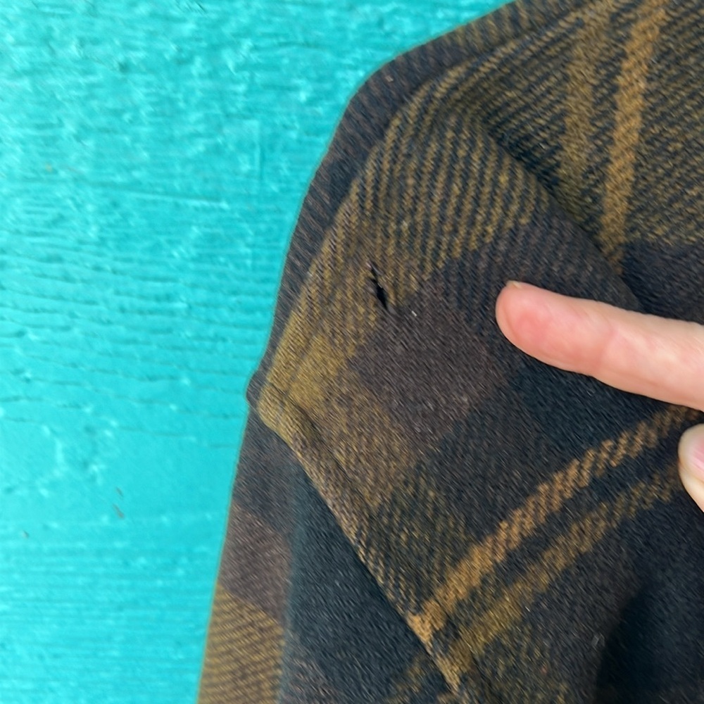 Pendleton Vintage Wool 70’s black and brown plaid shirt jacket SIZE LARGE - Picture 8 of 8